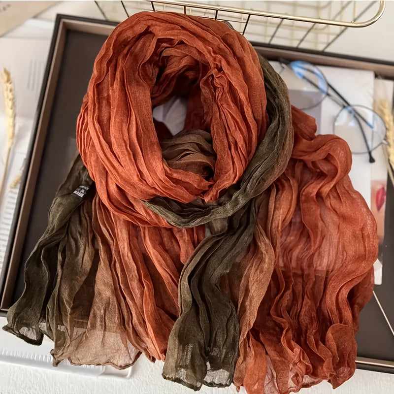 Women's Vintage /Korean Gradient Wrinkle Scarf Shawl