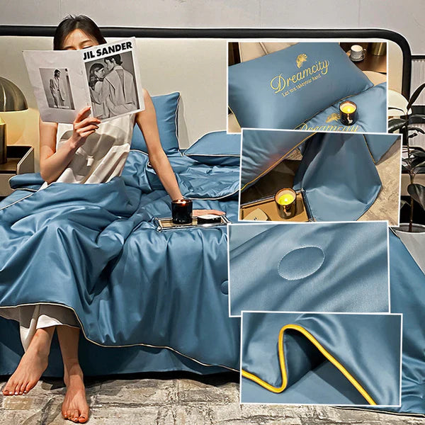 Simple Ice Silk Quilt(200*230cm)(With two pillowcases)