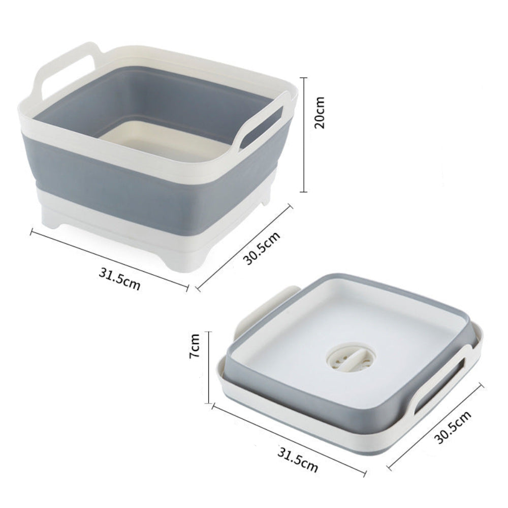 A Silicone Collapsible Basin with a Drainage Plug