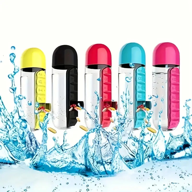 Creative water cup with seven-day medicine box