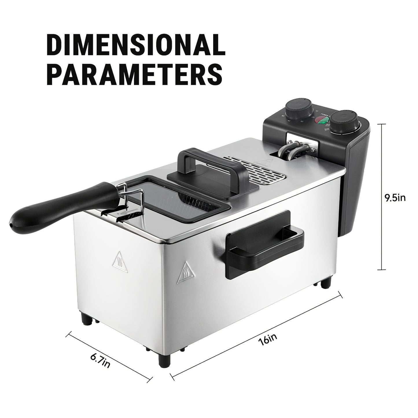 1.32 gal electric fryer with frying basket and lid with viewing window