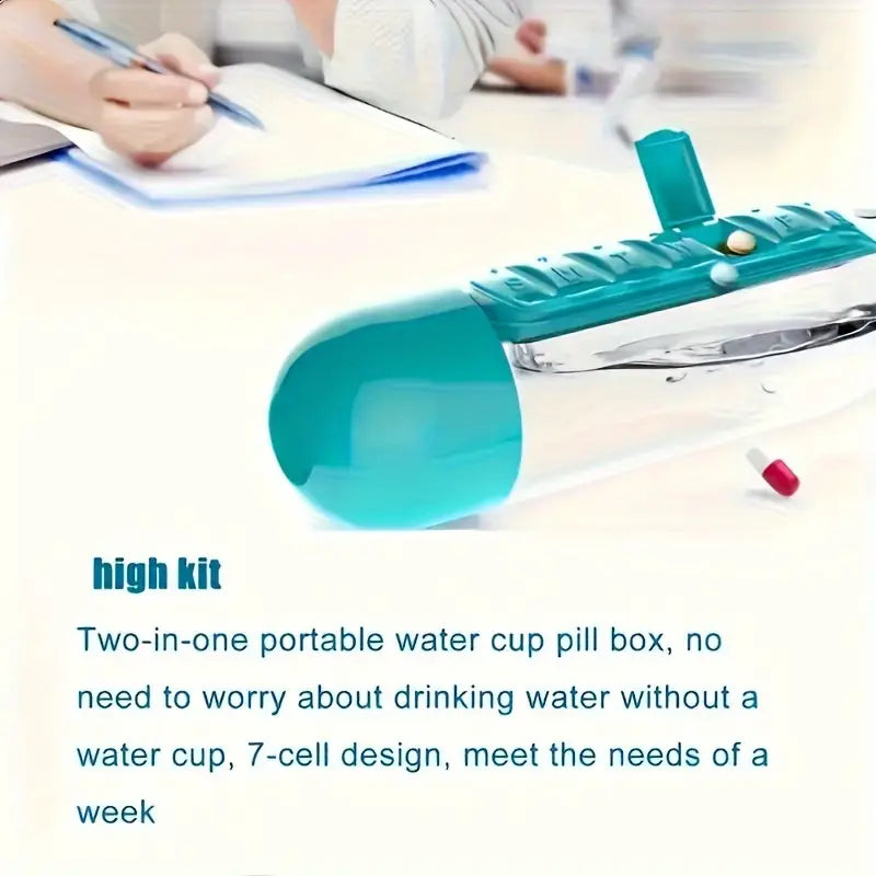 Creative water cup with seven-day medicine box