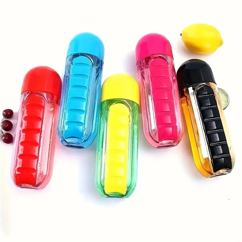 Creative water cup with seven-day medicine box