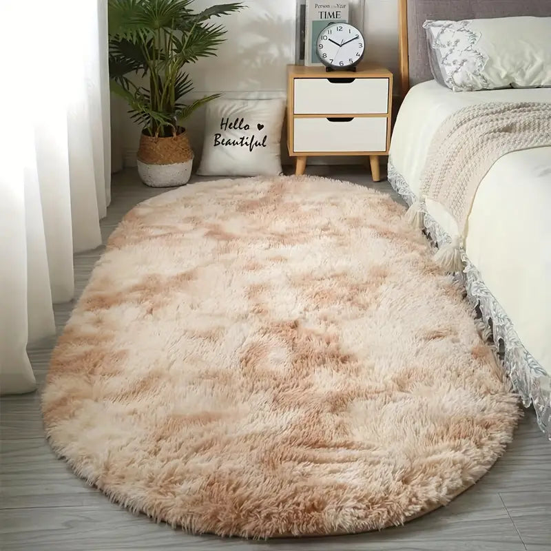 Plush Oval Area Rug for Bedroom and Living Room - Soft Polyester