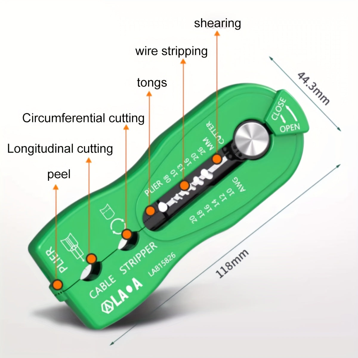 8-in-1 Multifunctional Wire Stripper, Handheld Cable Stripping Tool