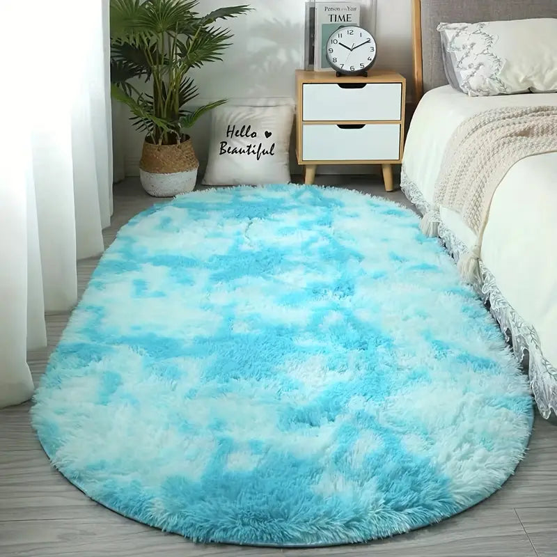 Plush Oval Area Rug for Bedroom and Living Room - Soft Polyester