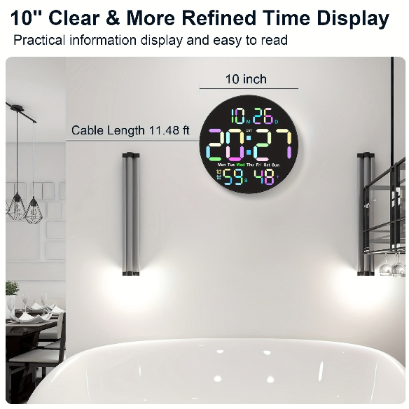 10"Large Round Digital Wall Clock