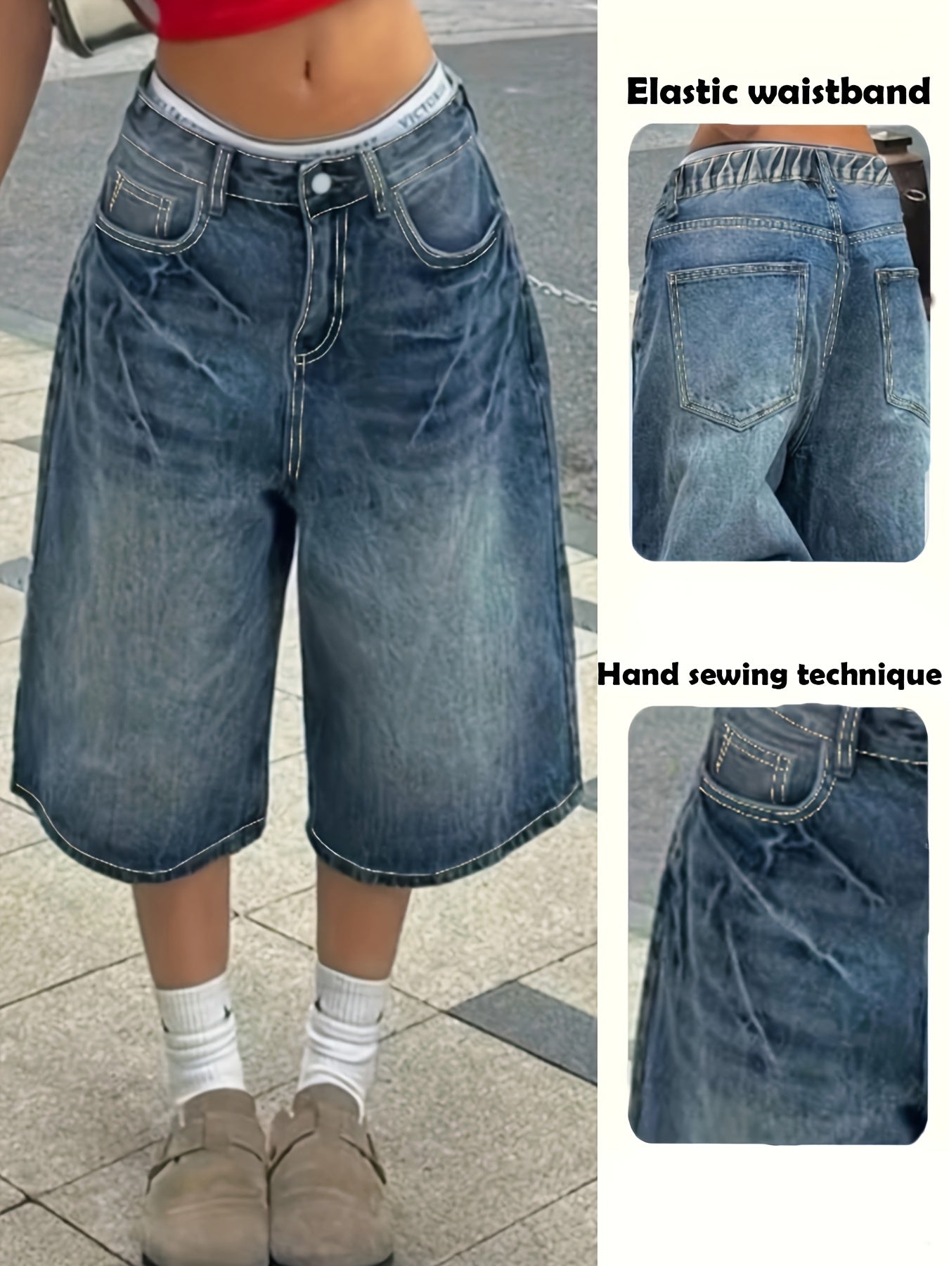 Women's Vintage Washed Blue Jeans Shorts