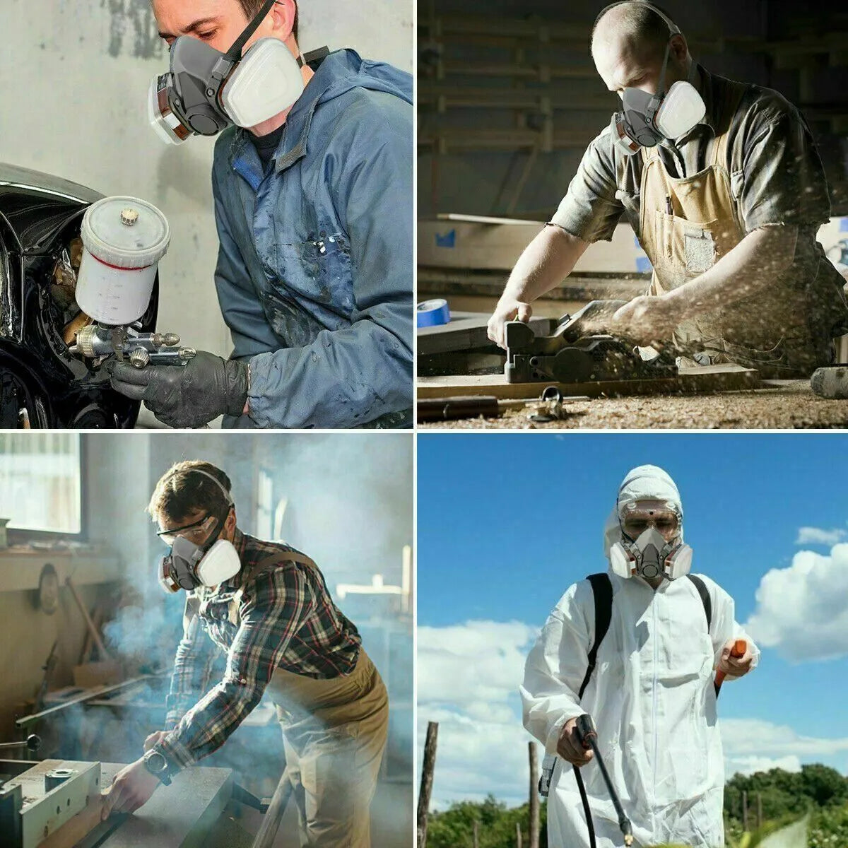 17 In 1 Full Face Mask 6200 Gas Mask Facepiece Spray Respirator Filter Chemical