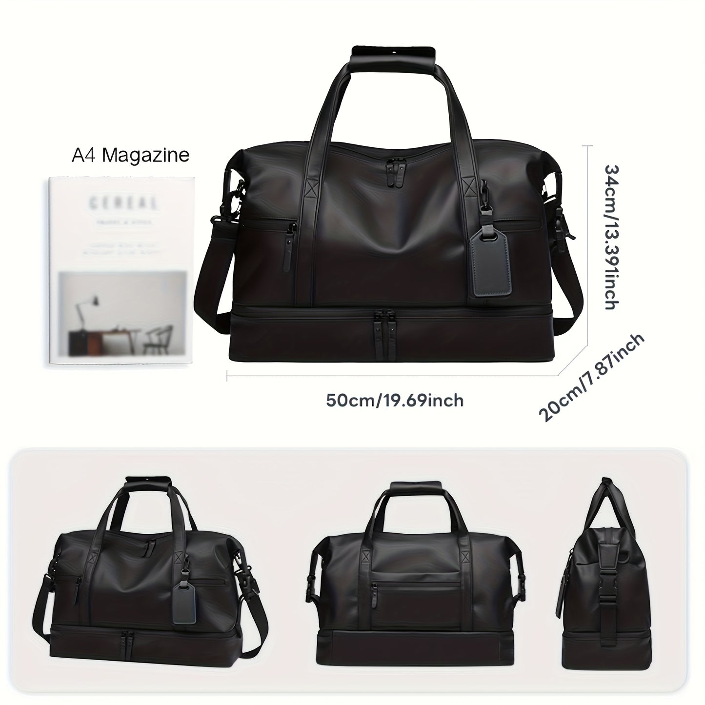 Foldable High Quality Gym Duffel Bag with Shoe Compartment & Wet Pocket