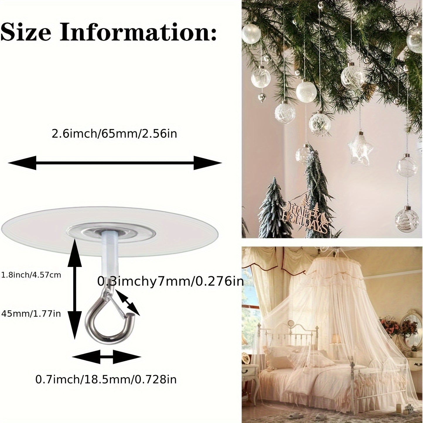 10 non-perforated adhesive ceiling hooks