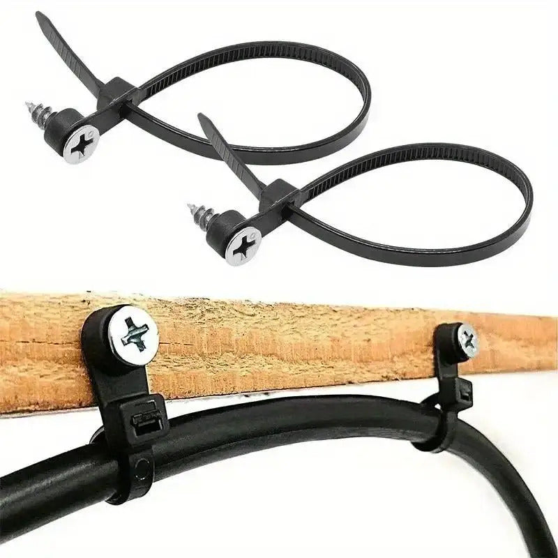 100pcs Heavy-Duty Nylon Cable Ties with Screw Mounting Holes