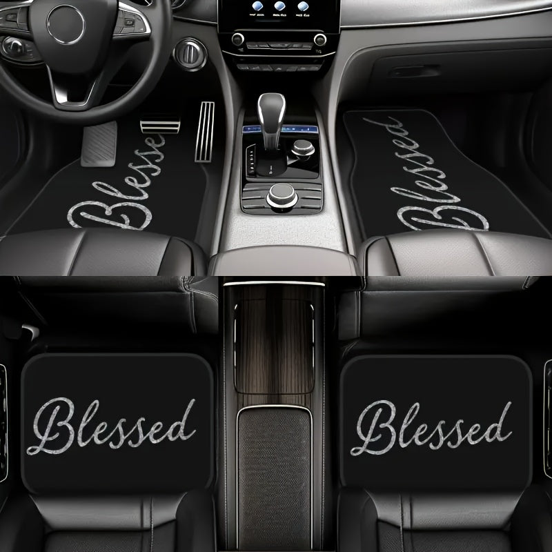 4pcs Blessed English Pattern Car Floor Mats Set