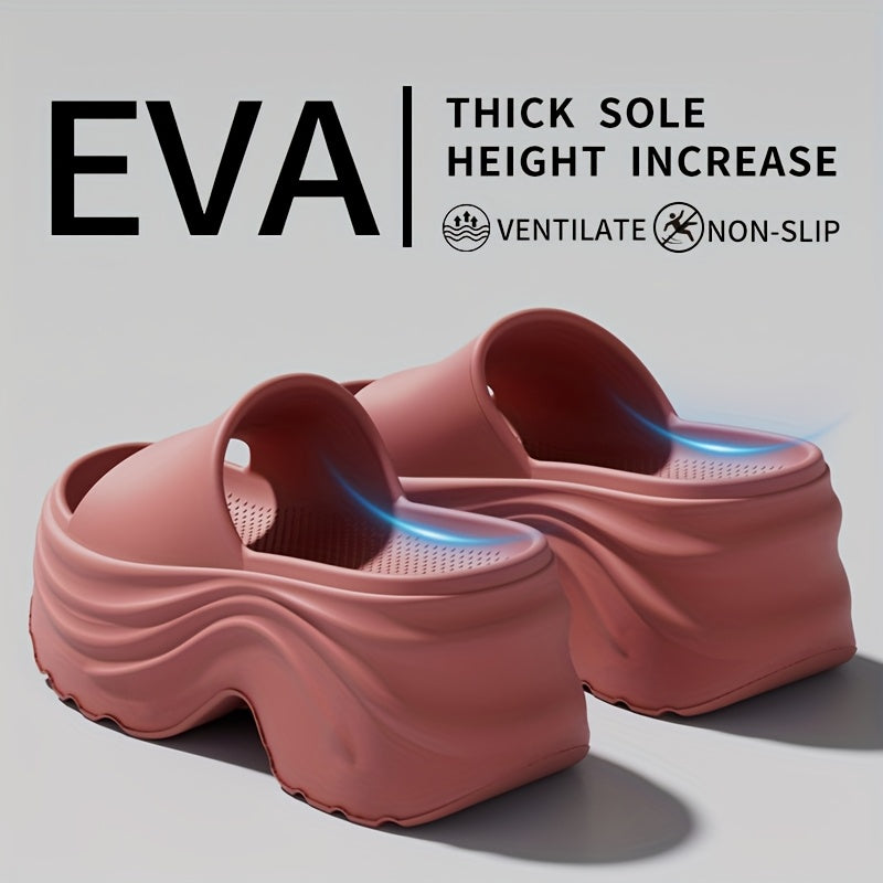 Women's Thick Bottom Elegant Slippers, Thick Bottom Cushion Fashion Open Toe Slippers