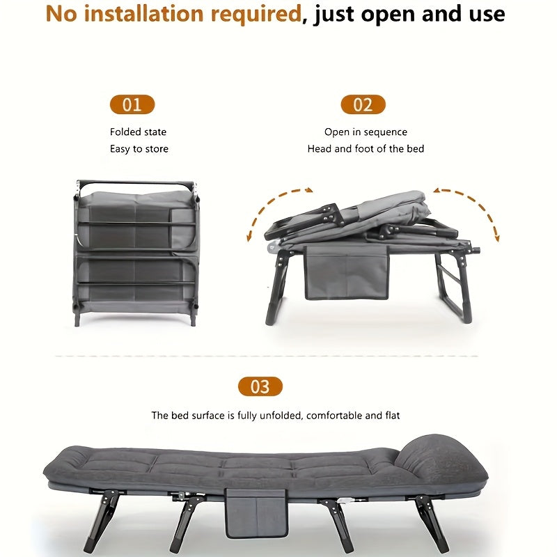 Modern Folding Bed with Manual Reclining Mechanism & Solid Backrest