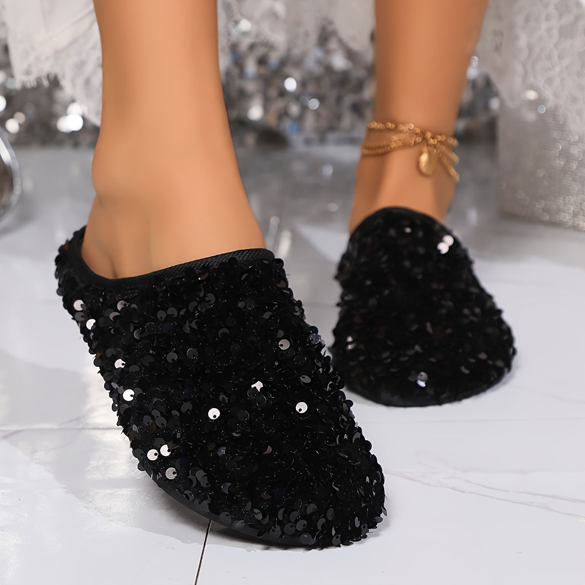 Women's Sequin Half-Slip Flats