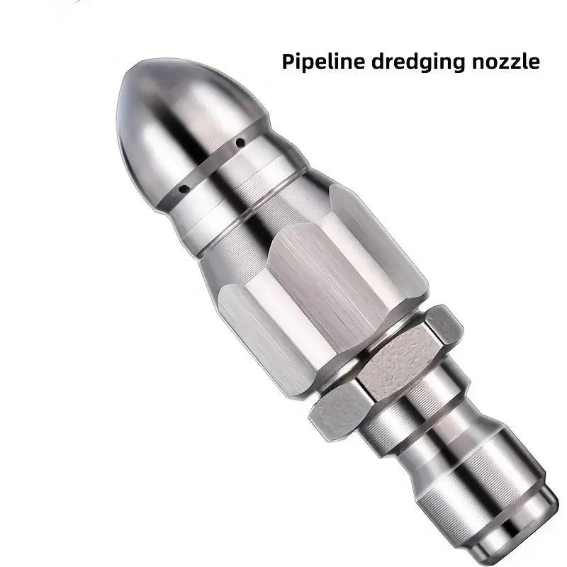 1pc Sewer Pipe Unblocking Stainless Steel High-pressure Nozzle Stainless Steel Quick-connect 1/4 Pipe Cleaning Rotating Nozzle Unblocking Nozzle