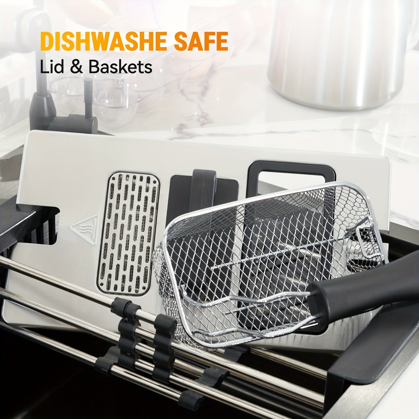 1.32 gal electric fryer with frying basket and lid with viewing window