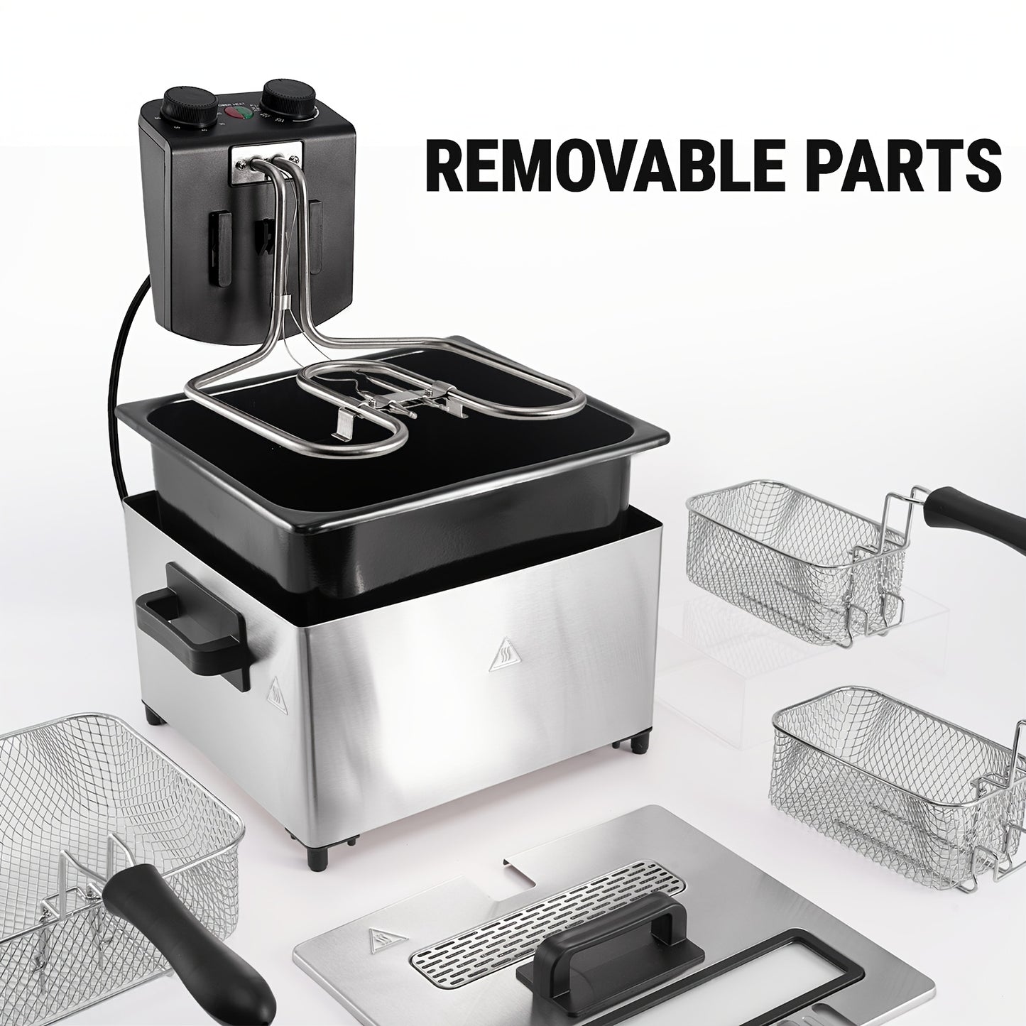 1.32 gal electric fryer with frying basket and lid with viewing window