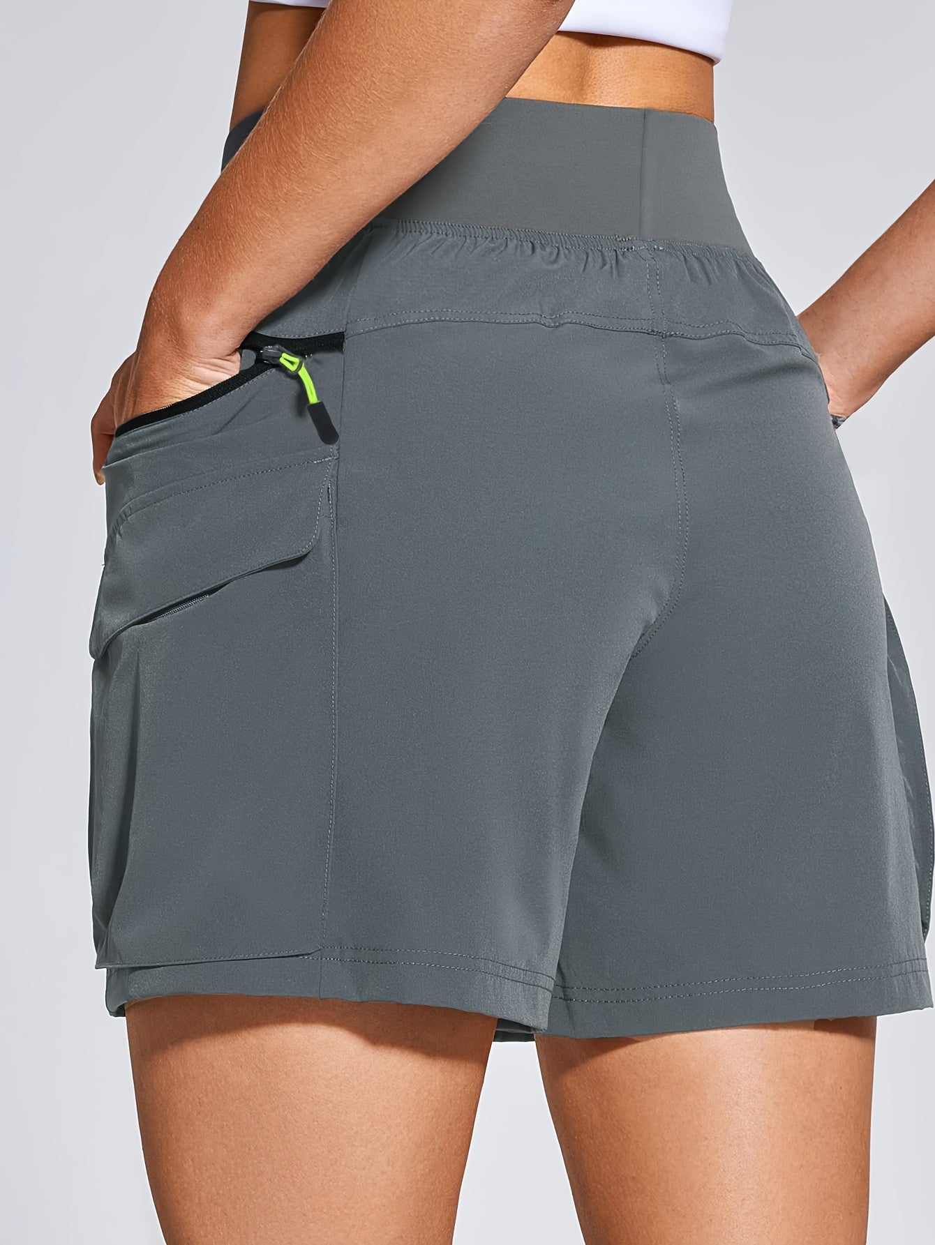 Women'S 6-Inch High-Waisted Elastic Multi-Pocket Cargo Shorts