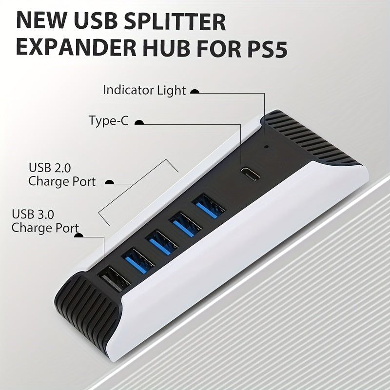 Hub for PS5, USB High-Speed Docking Station Hub and Charger Extender