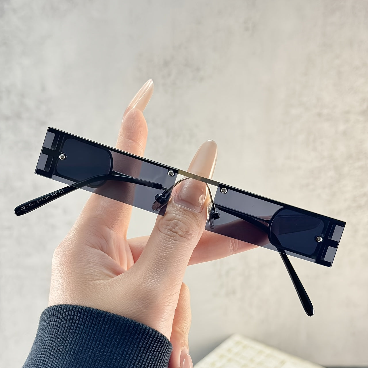 1pc of stylish semi-rimless glasses with rectangular tinted lenses
