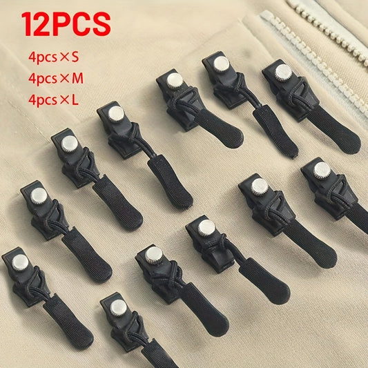 12pcs Quick Detachable Zipper Repair Kit, 4pcs×S + 4pcs×M + 4pcs×L
