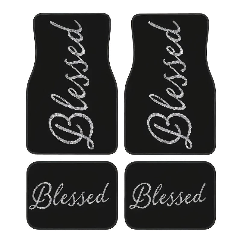 4pcs Blessed English Pattern Car Floor Mats Set