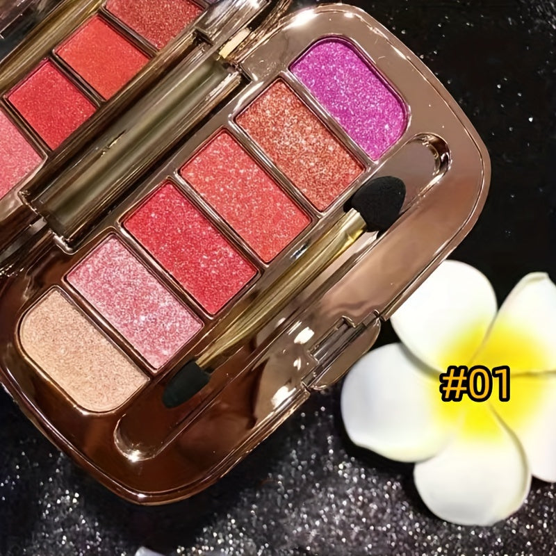 6 colors Diamond Pearly Glitter Eyeshadow Palette with Brush and Mirror