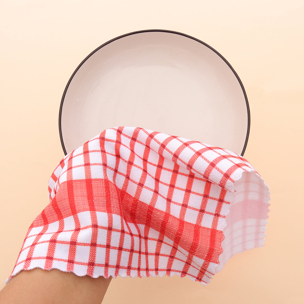 5pcs Modern Printed Checkered Dish Towels