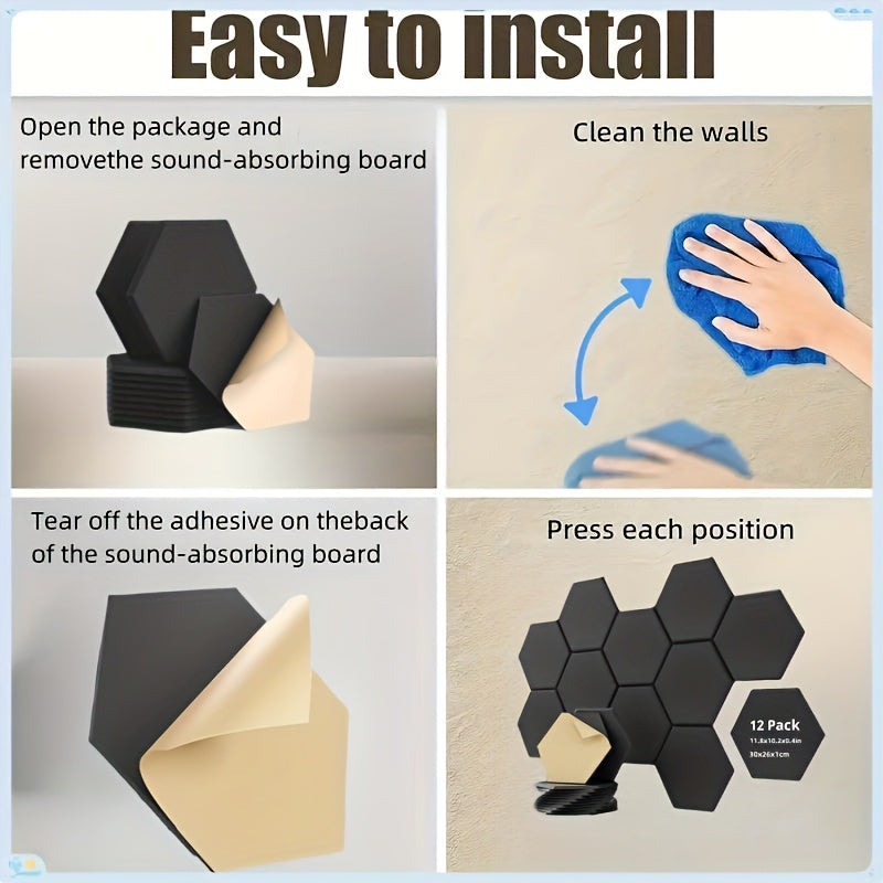 12pcs of Self-Adhesive Soundproof Panels