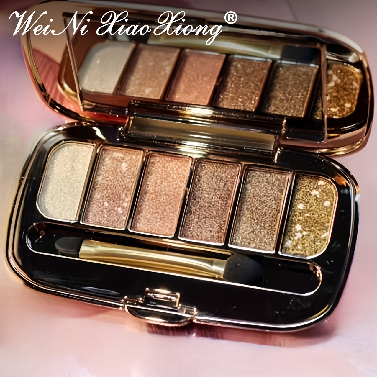 6 colors Diamond Pearly Glitter Eyeshadow Palette with Brush and Mirror