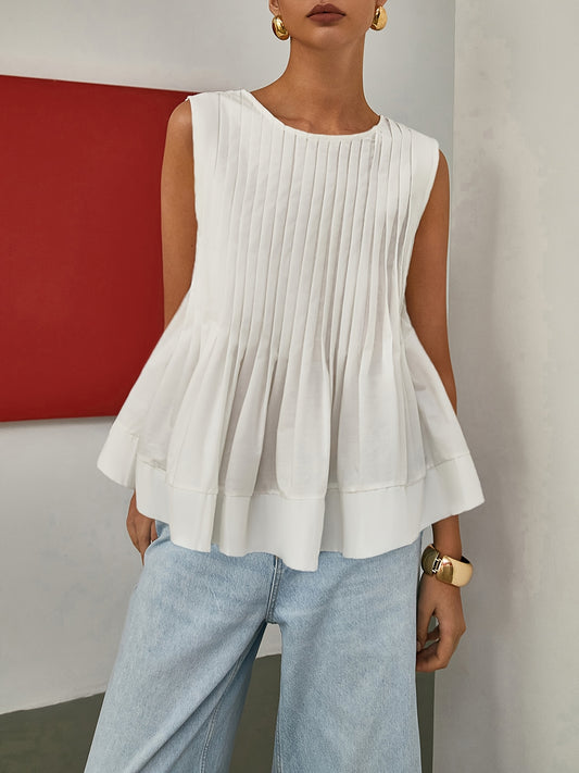 Women's Elegant Pleated Sleeveless Blouse