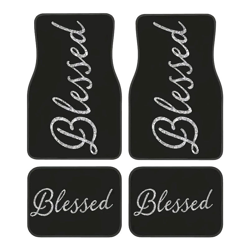 4pcs Blessed English Pattern Car Floor Mats Set