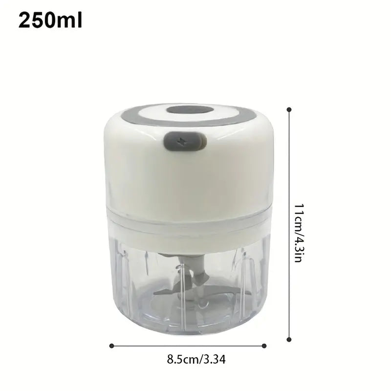 250ml Capacity, Compact Garlic Mincer - USB Rechargeable Kitchen Cooking Machine for Multi-Scene Use