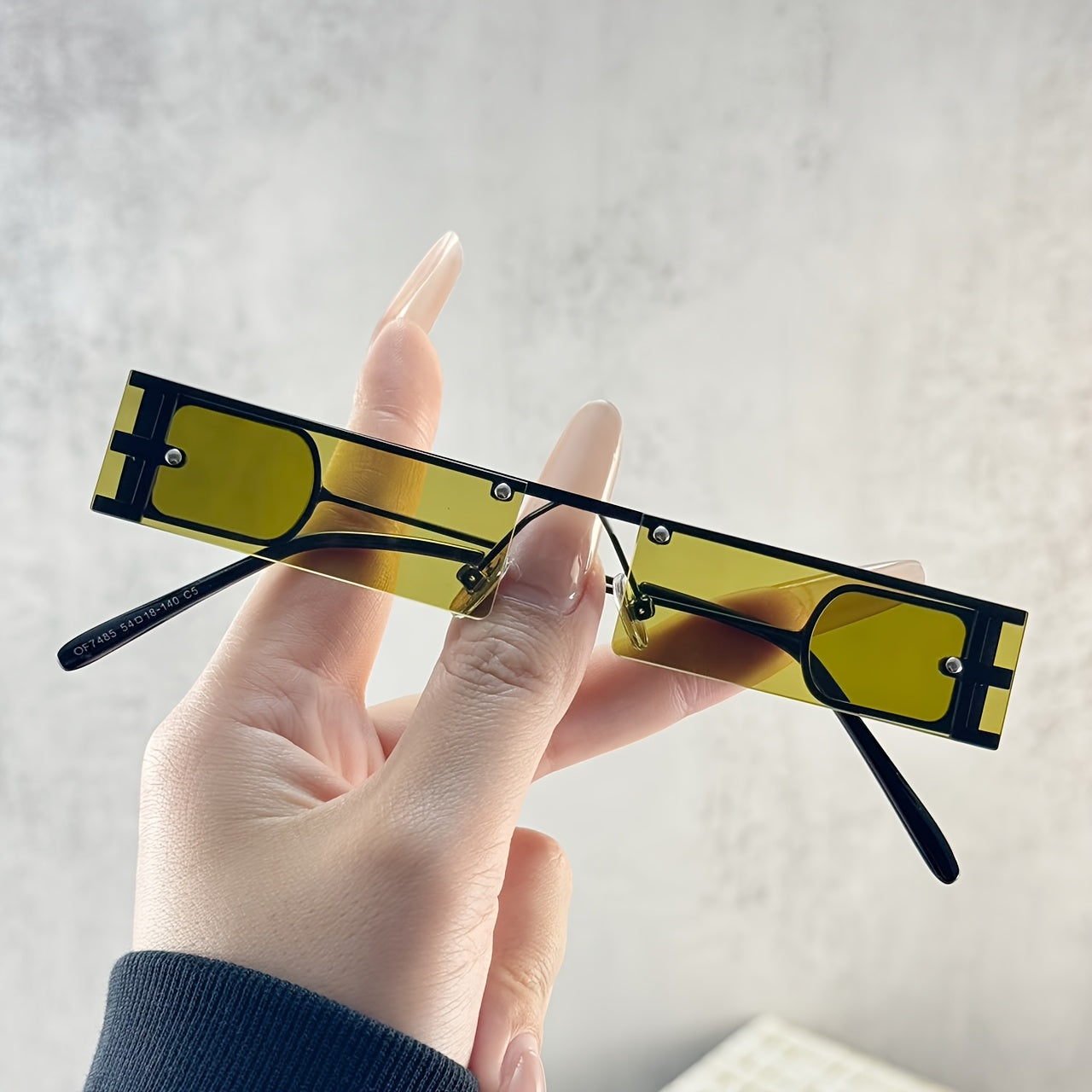 1pc of stylish semi-rimless glasses with rectangular tinted lenses