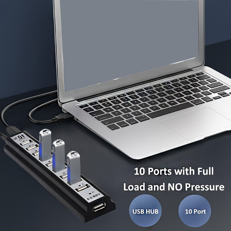 10-Port USB Hub Compatible for PS5/PS4/Xbox/PC/Mac