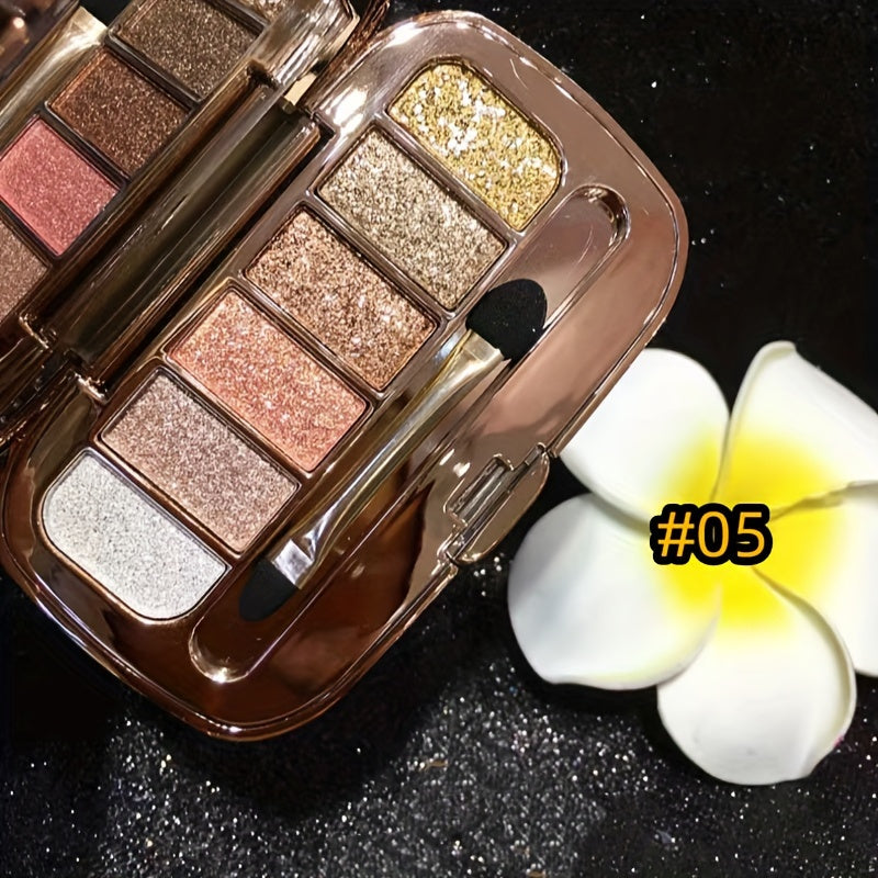 6 colors Diamond Pearly Glitter Eyeshadow Palette with Brush and Mirror