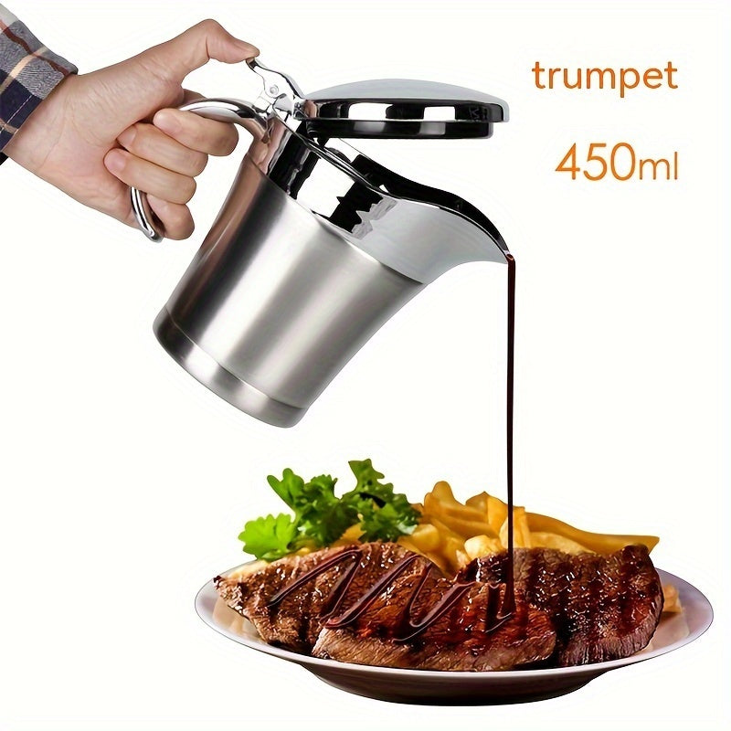 1pc 304 Stainless Steel Double-Layer Insulated Sauce Jug