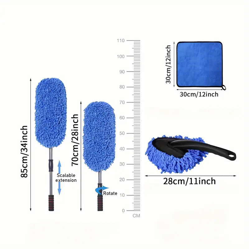 3pcs Car Duster Set With Extendable Handle