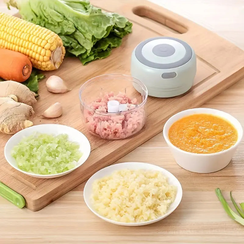 250ml Capacity, Compact Garlic Mincer - USB Rechargeable Kitchen Cooking Machine for Multi-Scene Use