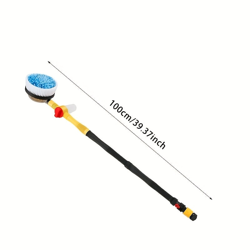 Portable 360° rotating car brush with detachable soap dispenser handle