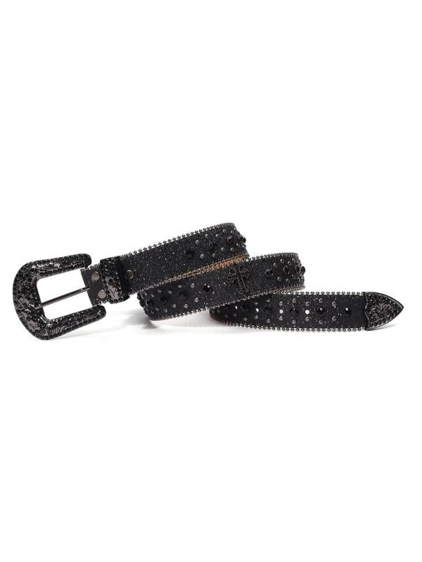 Punk Style Rhinestone Decorated PU Buckle Belt