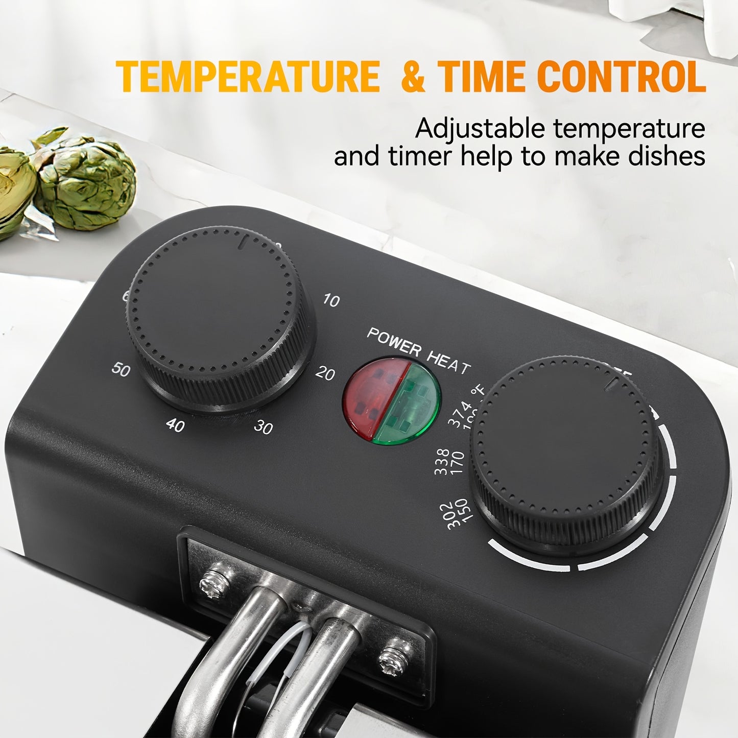 1.32 gal electric fryer with frying basket and lid with viewing window