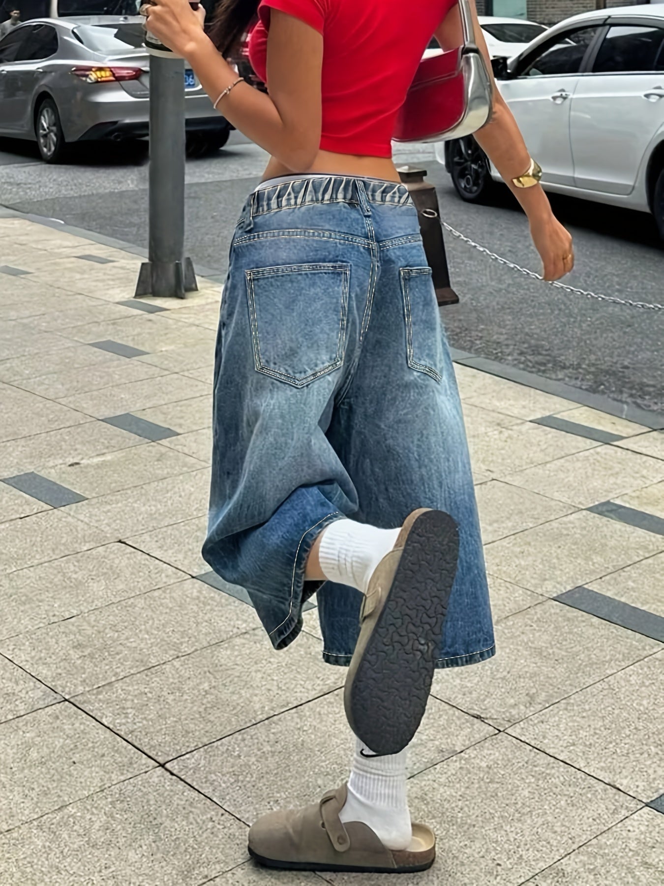 Women's Vintage Washed Blue Jeans Shorts