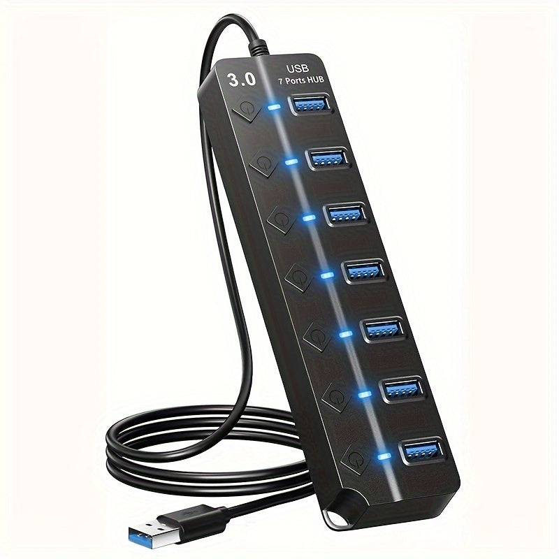 [7-Port USB 3.0 Hub] 7-Port USB 3.0 Hub with Independent On/Off Switch