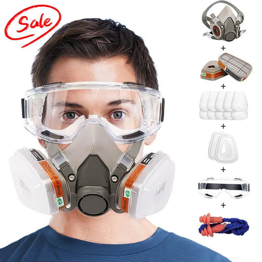 17 In 1 Full Face Mask 6200 Gas Mask Facepiece Spray Respirator Filter Chemical