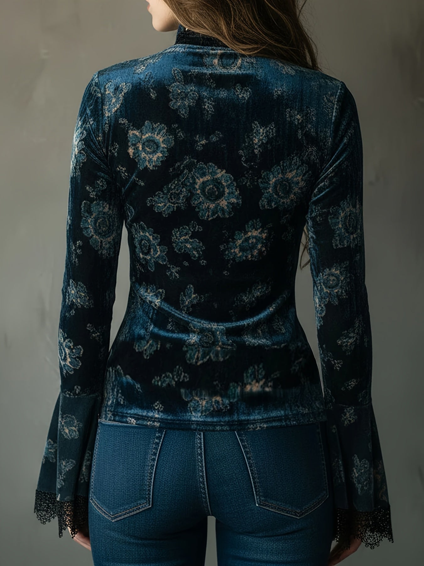 Women's Vintage Velvet Long-Sleeve Shirt