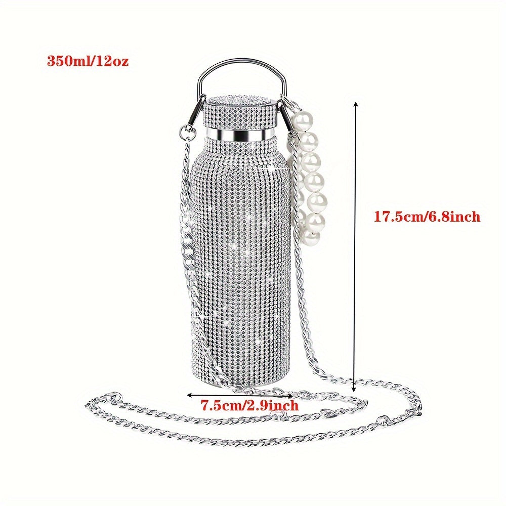 1pc Sparkling Diamond Stainless Steel Insulated Bottle
