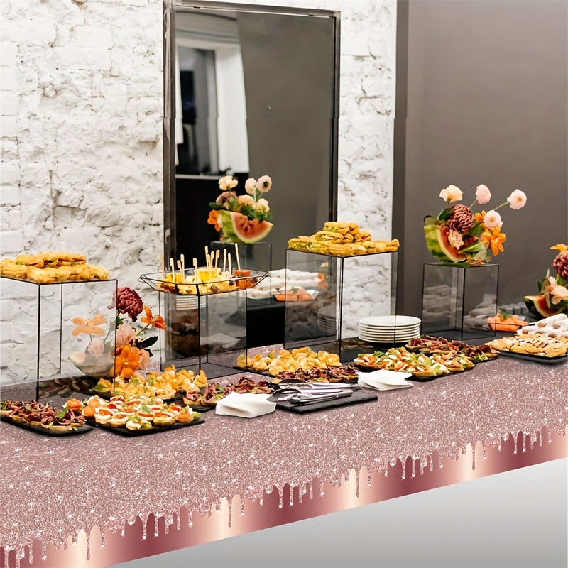 10pcs Rose Golden Birthday Party Tablecloth